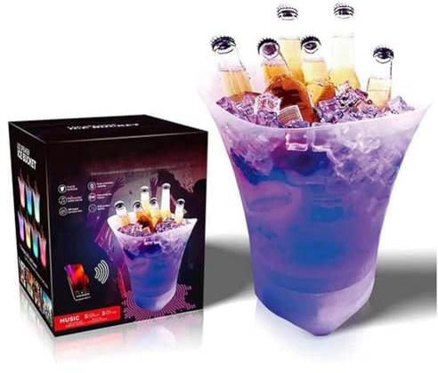Aboiled LED Ice Bucket with Bluetooth Speaker Lighted Beverage Tub Portable Wine Chiller Cooler