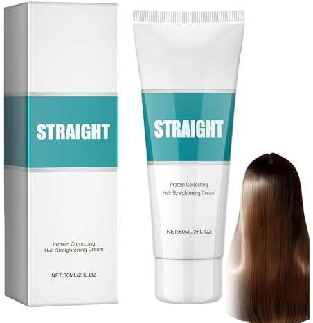 Hair Straightening Cream, Hair Smoothing Cream, Protein Correcting, Long-Lasting Smoothness & Frizz Control, Hair-Treatments for Dry Damaged & Frizzy-Hair, 60ml