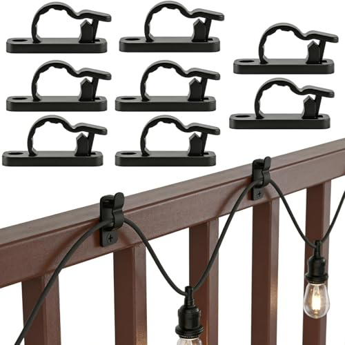 60 Pack Outdoor String Light Clips, Screw in Hooks for Garden Lights with Safety Buckle Design Fairy Light Hooks Waterproof Cable Hangers Clips for Christmas Festival Patio Fence Decorations