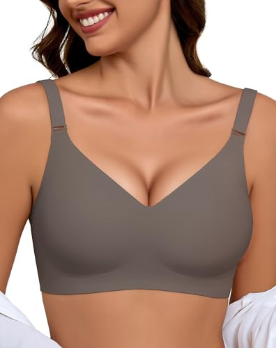 Sujetador sin Aros Mujer Cómodo Sujetadores sin Aro Bralette sin Costuras | Sujetador Reductor Push Up con Relleno Sostenes de Mujer Talla Grande Jelly Seamless Bra Sujetador Invisible Diario