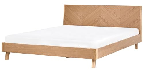 Beliani Bettgestell Eichenholzfurnier 180 x 200 cm helle Eiche klassisches Design Wizernes