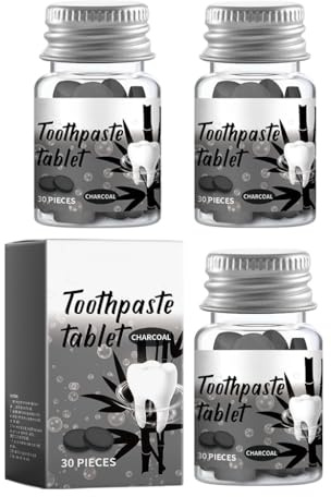 Solid Toothpaste Tablets for Deep Cleaning & Whitening, Charcoal & Chamomile, Enamel Protection, Sensitivity Comfort, Portable Dental Care(3pcs)