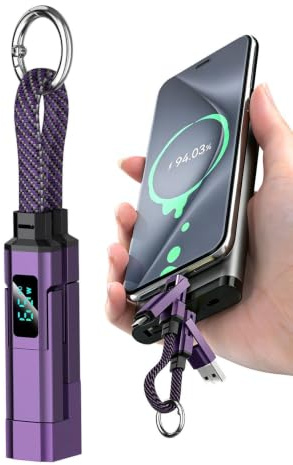 Keychain Charging Cable | 65W 4-in-1 Fast Charging | Cellphone Charger Cord | for Women Travelers Tech Lovers Home Office Travel Vacation Camping Backpacking Business Trip Hotel