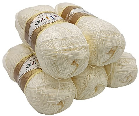 Alize 5 x 100 g Diva Batik Strickwolle, 500 Gramm merzerisierte Strickwolle, Acryl