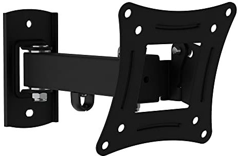 MAHARA Multi-Position Wall Mount - Black Single Arm TV Bracket With Tilt & Turn for Screens and Computer Monitors up to 32, VESA Compatible, Max Weight 10Kg