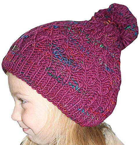 maximo Mädchen Mütze Strick-Winter-Mütze Beere mit Bommel, Gr. 51/53 (51/53)