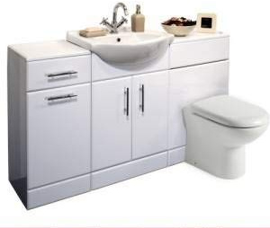 VeeBath Linx 1400mm Bathroom Vanity Unit Cabinet Combination Set with Storage and WC Toilet Unit, Pan and Cistern