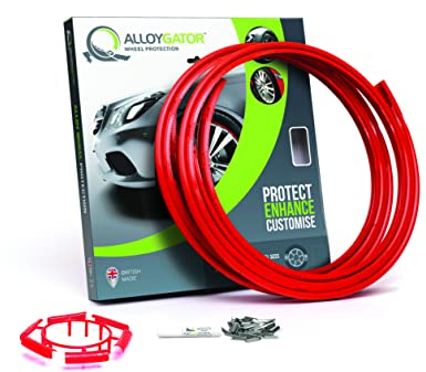 AlloyGator Felgenschutz Rot – Schützt vor Bordsteinschäden & Kratzern | Passend für Felgen bis 19 | Für alle Fahrzeugtypen | Ohne Klebstoff | 15 Farboptionen