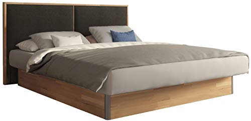 SuMa - Wasserbett dual 180x220 freistehend m. Sockel Kernbuche und Kopfteil Duetto, Farbe Carbon 180x220 cm