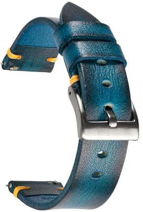 Berfine Retro Handgemacht Rindsleder Uhrenarmband, Quick Release Vintage Leder Uhrenband mit Schnalle aus Edelstahl, Ersatzarmband für Smartwatch Damen Herren 18mm 20mm 22mm 24mm 26mm