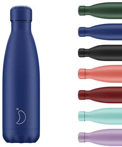 Chilly's Original Water Bottle - Vacuum Insulated Stainless Steel Water Bottle, Reusable Thermal Flask for Hot & Cold Drinks - Leak Proof, No Sweat - Matte - All Blue - 500ml