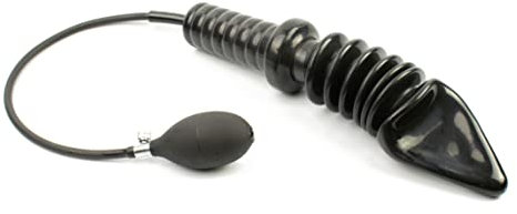 Rubberfashion Latex Anal Dildo - Plug mit Pumpe und Handstück aufblasbar- Penetrator XXXL - für Frauen und Männer 36 x 6,7cm schwarz 0.8mm ohne festen Kern