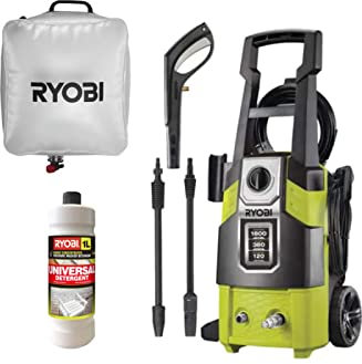 Pack RYOBI Nettoyeur Haute Pression 120 Bars - 1800W - RPW120B - Poche à Eau 20L - Détergent Universel