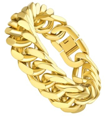 Richsteel Armband Herren Panzerkette Edelstahl Armbänder Herrenarmband | Silber/Schwarz/Gold Edelstahl Panzerarmband 6/8/12/17mm breit 19/21/23cm lang Cuban Gliederarmband Herrenschmuck Hip Hop