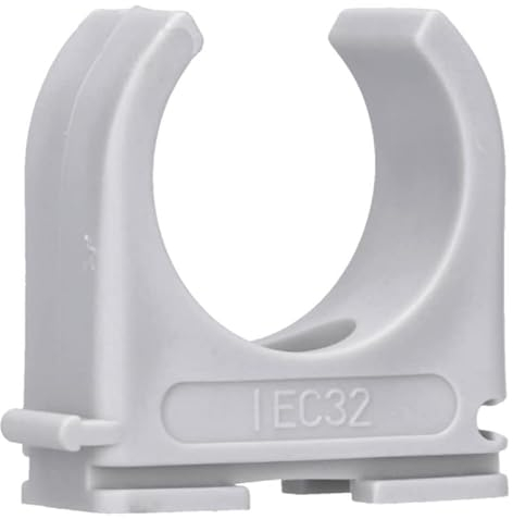 50 Stück M32 Rohr-Klemmschellen PP Kunststoff M16-M50 16mm bis 50mm für Stangenrohr Isorohr Leerrohr anreihbar zum Festschrauben Grau Voxura