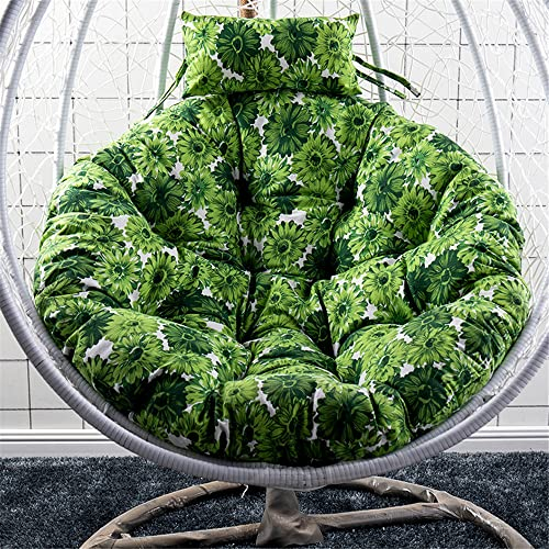 Morbuy Papasansessel Kissen Sitzauflage, Rundes Dicke Stuhlkissen Bequem & Weich Sitzkissen Hängesessel für Outdoor Indoor Garten Stuhlauflage (105x105CM,Grüne Blumen)