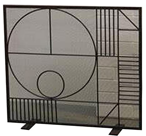 INKCOR Funkenschutzgitter Funkenflammen-Feuerschutz mit Einzelplatte – Schmiedeeiserne Gitter-Kamin-Trennwand für Wohnzimmerdekoration/Holzofen, 90×80cm