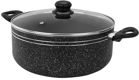 ROYALFORD Casserole Dish 30 Cm | Induction Safe Cooking Pot with Tempered Glass Lid | Forged Aluminium Cookware with 5-Layer Non-Stick Granite Coating PFOA Free & Dishwasher Safe | Terranox Series