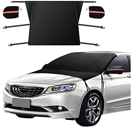 CGEAMDY Universale Copertura Parabrezza Auto, Telo Parabrezza Auto Antigelo, Magnetic Protezione per Parabrezza, Auto Antighiaccio, Resistente Ad Acqua, Pioggia, UV, per La Maggior Parte dei Veicoli