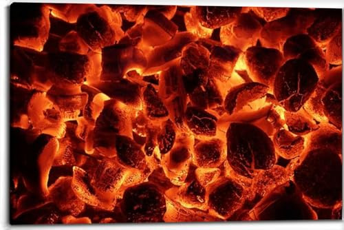CLOGGS Glowing Charcoal Briquettes Canvas Wall Art Decor Paintings Pictures for Bedroom Wall Decor Above Bed Living Room Wall Decoration Bathroom Office Artwork