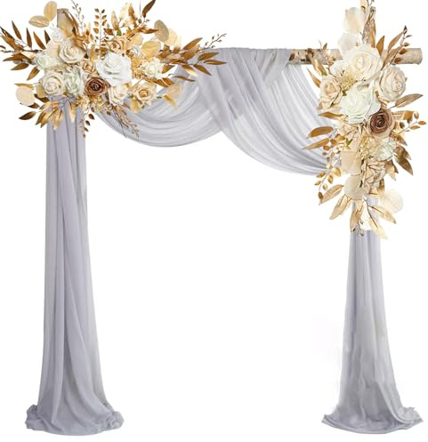 LEMCC 2 Piezas de Flores de Arco de Boda, Arreglo Floral Artificial, Juego de Flores de Imitación, Carteles de Bienvenida de Boda, Decoraciones Florales para Decoración de Boda, Ceremonia Y(#2)