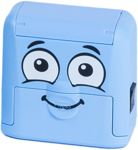 DIY MARKY - Sello Personalizable para Niños | para Ropa y Objetos Infantiles | Incluye Tinta hasta 1000 Impresiones | Kit Completo con Etiquetas y Cinta Termoadhesiva | (Azul)