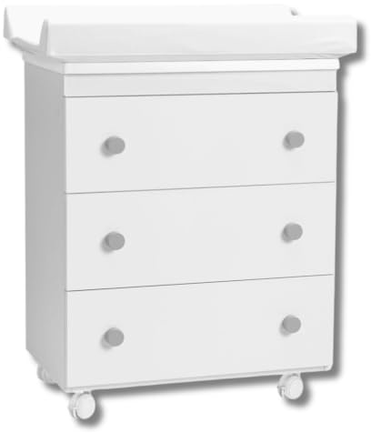 PALLA PALLINA Cassettiera Fasciatoio Salvaspazio 80x44x97H cm 3 Cassettoni Removibili con Vaschetta Bagnetto Neonato Materassino Fasciatoio Anticaduta Made in Italy (BASIC, GRIGIO)
