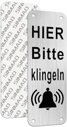 Sinmao Bitte hier klingeln schild Alu Klingelschild Selbstklebend Klein 5x15cm Vertikal