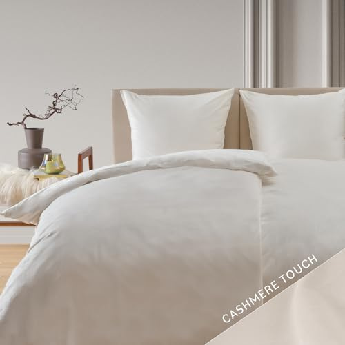Blumtal Winterbettwäsche 135x200 cm, 4-teiliges 2er-Set – Cashmere-Touch Plüsch aus Flauschiger Mikrofaser, Oeko-TEX Zertifiziert, 2 Deckenbezüge + 2 Kissenbezüge 80x80 cm – Ivory/Weiß