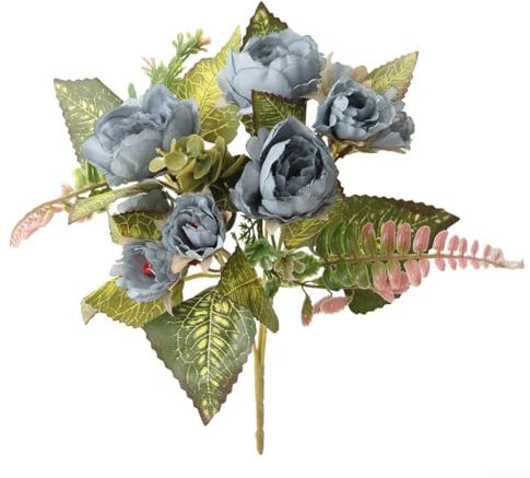 Jayruit Künstlicher Rosenstrauß aus Seide, perfekt für Zuhause oder Hochzeit, wählen Sie Ihre Farbe (blau)
