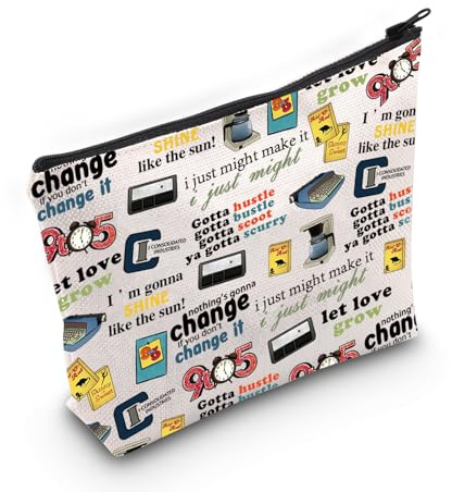9 to 5 The Musical Inspired Gift Musical Theater 9 to 5 Quotes Makeup Zipper Pouch for Actor Actress (NINEFIVEBAG)