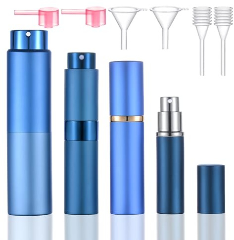 Yikimyfo 4 Pcs Travel Cologne Sprayer Refillable, 6/8/10/20ml Perfume Atomizer Refillable Cologne Bottles for Men Women Portable Atomizer Spray Bottle Perfume Bottle with Tool