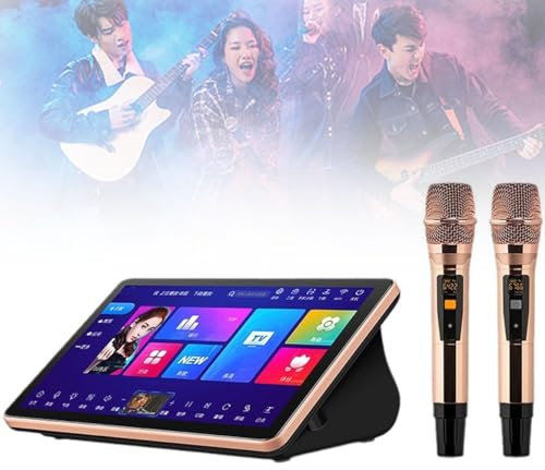 GYQSSD Système De Karaoké 18,5 Pouces, Machine De Karaoké à écran Tactile Capacitif 4t avec 2 Microphones sans Fil, Lecteur Ktv De Bureau pour Karaoké, Visionnage De Films, Jeux