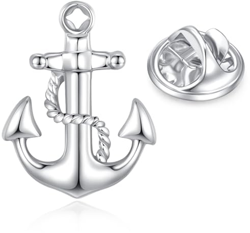 HONEY BEAR Broschen Pins Herren/Damen Nautische Anker Anchors | Personalisiert Krawattennadel Tie Pin/Tack & Lapel-Pin – edel, Kupfer,mit Box ,für Hemden, Hüte,Krawatten, Business Hochzeit