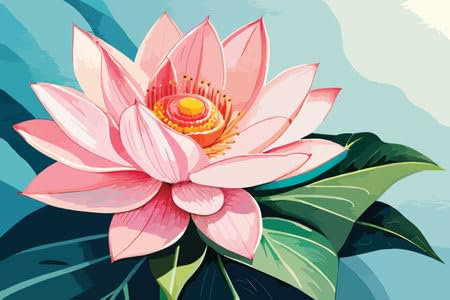 adrium Acryl-Bild 90 x 60 cm: Pink Lotus Blume auf blauem Wasser. Vektorillustration im Cartoon -Stil. (209048063)