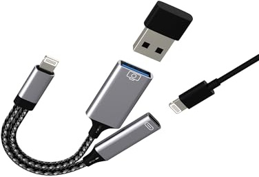 Lightning auf USB Adapter(2in1)OTG 3.0 Lighting Laden Kabel Klinke Splitter für iPhone 14 13 12 Pro Max für iPad für Apple MFi Certified USB-A Kartenleser Digitalkamera Fotos Tastatur Anschluss Stick