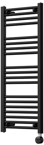 Companyblue 300 x 1000mm Matt Black Electric Heated Towel Rail with Thermostatic Heating Element - Ultra-Slim Contemporary Flat Ladder Radiator - Pre-Filled Electric Towel Warmer
