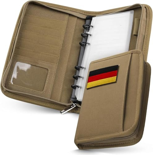 WYNEX Tactical Notebook Padfolio Ringbinder mit 80 Blatt, Notebook taktische Portfolio Binder mit Reißverschluss für taktische Ausrüstung und Organizer, Armee Militär nachfüllbar A5 6 Ringbinder