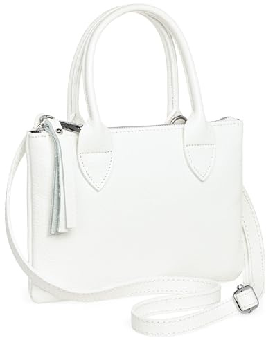 Caspar Kleine Leder Handtasche 2-in1 Damen Umhängetasche mit verstellbarem Schultergurt - CLASSIC LINE - Modell No.837 - Made in Italy