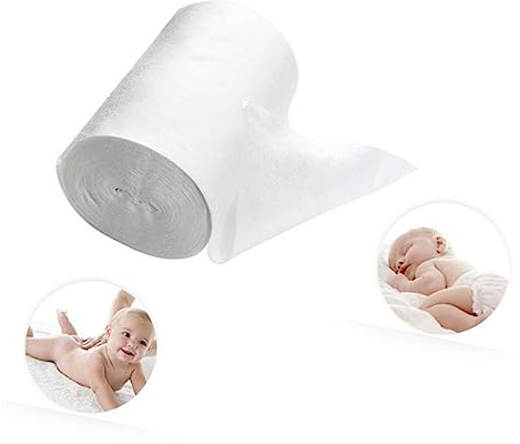 HOMOBABE 100 Stück Bambus Babywindeln aus Biologisch Abbaubaren Fasern Doppelseitig Verwendbare Windeleinlagen Weiß 100 Blatt pro Rolle für Neugeborene