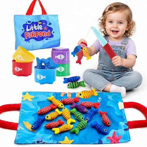 Bacxzomx Montessori Spielzeug ab 1 Jahr Angelspiel Kinderspielzeug, Baby Spielzeug für 12 18 Monate, Fische Angeln Spiel, Geschenk Junge Mädchen