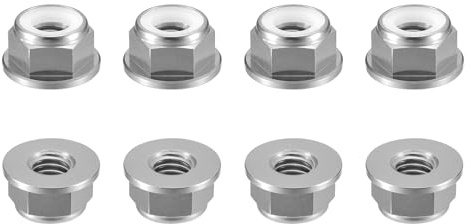 QUARKZMAN Nylon-Einsatz Sechskantmutter 8 Stück - M5 x 0.8mm Aluminiumlegierung Selbstsichernde Mutter Anodisierte Flansch-Sicherungsmutter Für Befestigungselemente (Titanium Grau)