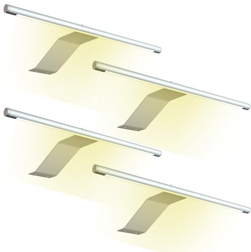 Kalb - Lampada LED da superficie, 340 x 170 x 40 mm, con modulo LED, 12 VDC, 4 W, 230 lm per lampada, con interruttore e alimentatore, colore: grigio argento, per armadi (grigio argento, set da 4