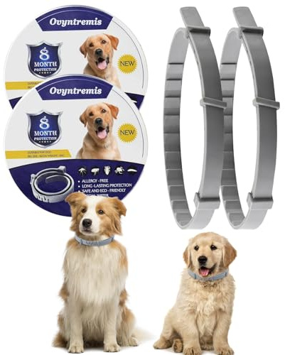 2 Pack Dog Collars with Natural Essential Oils, Waterproof & Adjustable, Up to 16 Months Protection, 63cm Length, Suitable for Dogs Over 7 Weeks