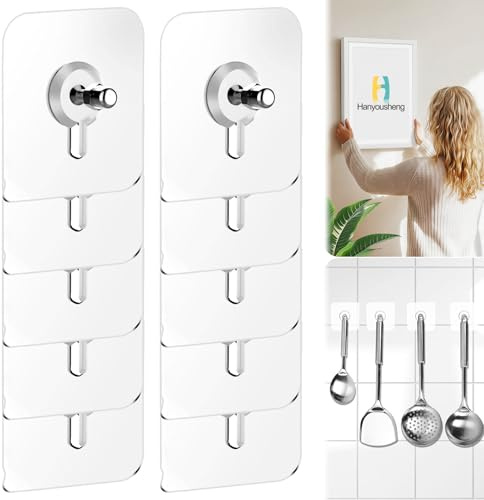 Hanyousheng 10 Stück Klebeschrauben ohne Bohren, Selbstklebende Bilderhaken Extra Stark - für Poster Fotos Gemälde in Küche Bad Fliesen Wohnzimmer, hält bis 5kg (10)