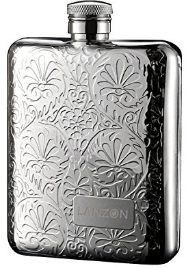LANZON Flachmann mit Trichter, Alle 18/8 304 Lebensmittelqualität Edelstahl WhiskyFlasche Schnapsflasche für Starke Helle Spirituosen | 6 OZ Kapazität | in ein Geschenkverpackung Verpackt