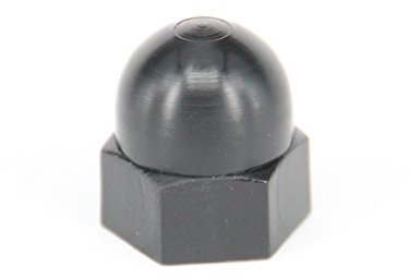 20 Stück Hutmuttern DIN 1587. M10 H=18.0mm. Nylon schwarz/Polyamid schwarz