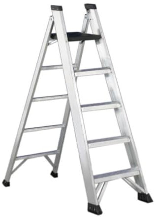 Svelt Scala Alluminio Professionale 5 gradini, Leggera e Robusta Doppia a Gradini e Pioli a Due Tronchi di Salita