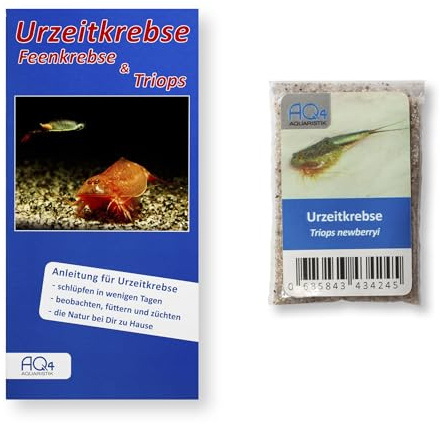 Triops newberryi Zuchtansatz ca. 100 Urzeitkrebs-Eier, mit Anleitung | Ca. 100 Urzeitkrebs-Eier in Sand, mit Anleitung, für Schlupf, Aufzucht und Beobachtung von Urzeitkrebsen, Triopszucht