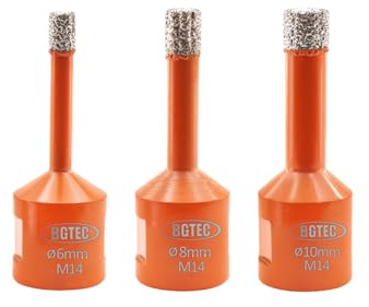 BGTEC 3 pièces forets à noyau de diamant sec pour carreaux de porcelaine céramique marbre brique M14 diamètre de filetage mixte 6/8/10 MM